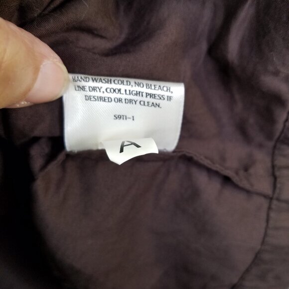 Eileen Fisher Seamed Jacket Medium Silk Blend Crinkle Clove Brown Snap Front NEW - Picture 13 of 16